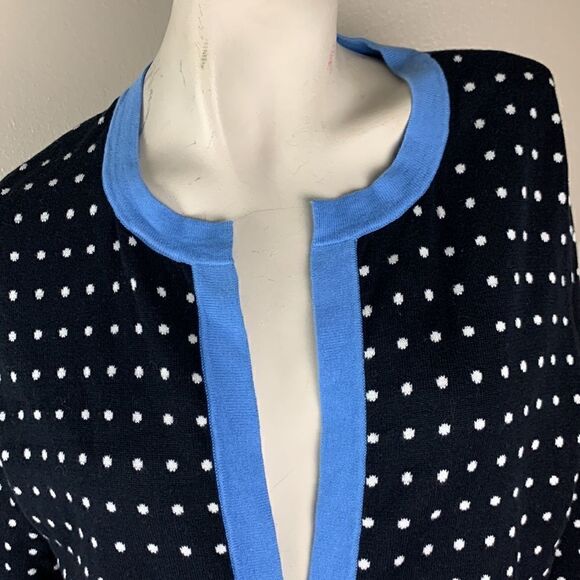 TALBOTS petite medium sweater open cardigan dots cotton open front - Picture 4 of 11